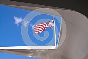 American Flag viewed from the USS Arizona Memorial