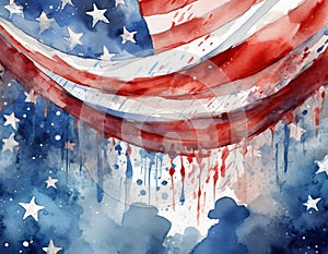 American flag watercolor background