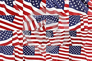 American flag waving display collage