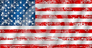 American Flag waving in grunge style, vector illustration