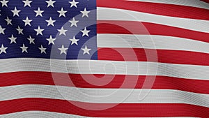 American flag waving in the wind. Close up of USA banner blowing, soft silk