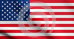 American flag waving in wind with fabric texture