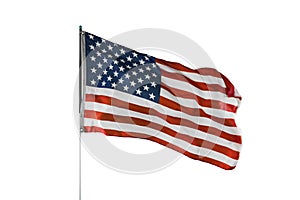 American flag waving in the wind on studio