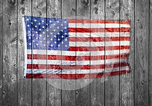 American Flag Wood Background