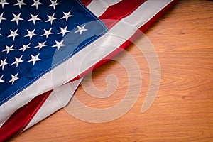 .American flag on wood background
