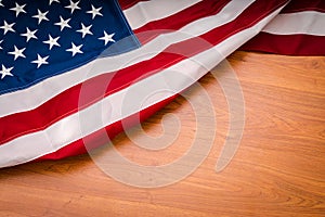 .American flag on wood background