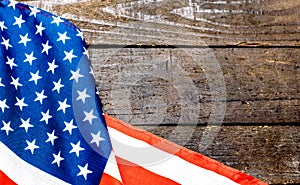 American flag with wood background