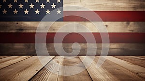 American flag, wood background, AI generated