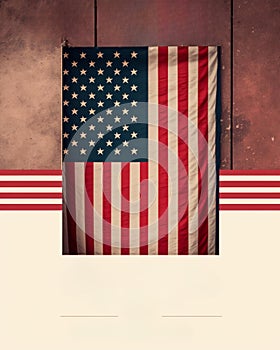 American flag - Wood background ( white canvas corner )