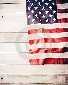 American flag - Wood background ( white corner )