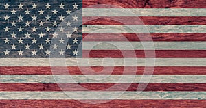 American flag on wooden background. National flag of the United States of America. 4th of July background. The Stars and Stripes.