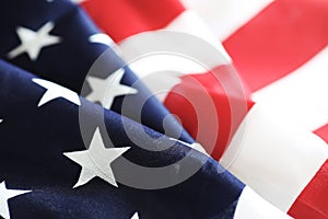 American flag on a wooden texture table