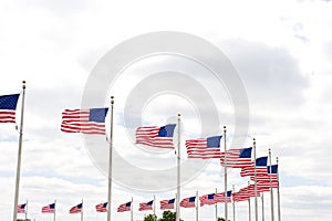 American flags around the Washington Monument