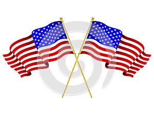 American Flags Crossed photo