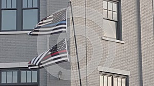 American flags fly supporting law enforcement and firefighters