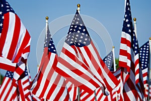 American Flags in with one flag more centered