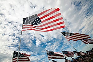 Americký vlajky v riadky 