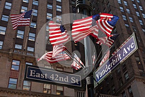 American Flags on street sign