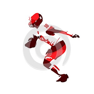 American footbal player, red vector silhouette