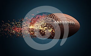 American football ball in fire