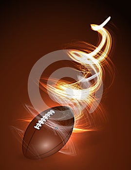 American football ball in fire