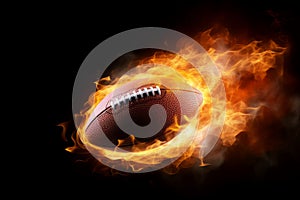 American football ball fire shot. Generate Ai