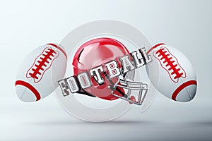 American football ball, helmet on a light background. Playoff games, professional championship. Sport, sports background,