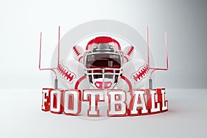 American football ball, helmet on a light background. Playoff games, professional championship. Sport, sports background,