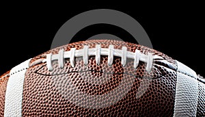 American Football Ball Isolated on Black Background with Copy Space - Generative Ai
