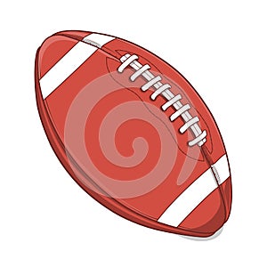 American Football Ball isolated on a white background. Colored line art. Retro design.