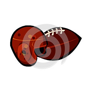American Football ball isolated on a white background. Realistic Vector Illustration. Rugby sport. EPS10