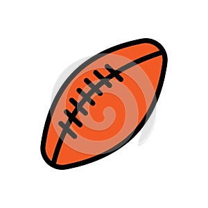 American football ball line icon isolated on white background. Black flat thin icon on modern outline style. Linear symbol and