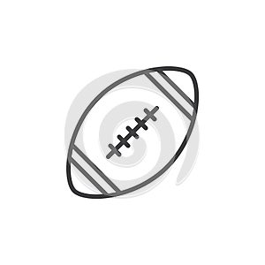 American football ball line icon, outline vector sign, linear style pictogram isolated on white