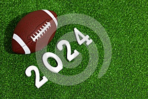 American football ball next to 2024 number