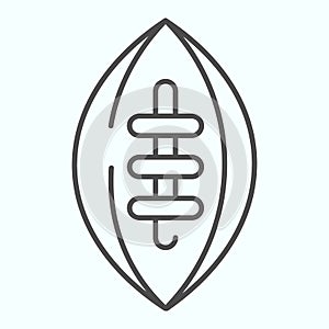 American football ball thin line icon. Rugby ball vector illustration isolated on white. Game outline style design