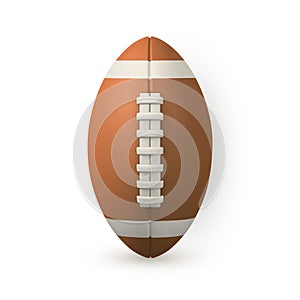 American football ball on white background. 3d realistic rugby ball. Vector illustration