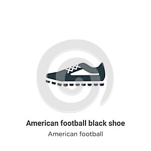 American football black shoe vector icon on white background. Flat vector american football black shoe icon symbol sign from