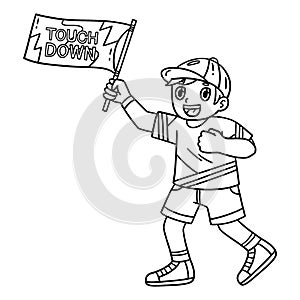 American Football Boy Touchdown Banner Isolated