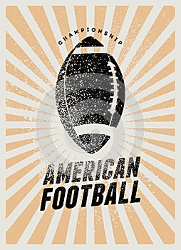 American football Championship typographical vintage grunge splatter paint style poster or emblem design. Retro vector illustratio