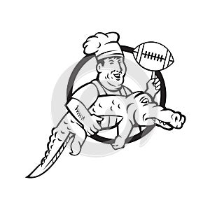 American Football Chef Gator Mascot Circle