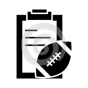 American football clipboard and ball equipment game sport professional and recreational silhouette design icon
