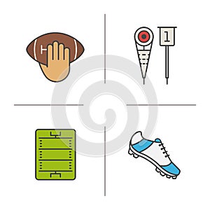 American football color icons set