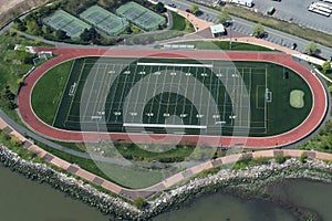 American football field aerial view