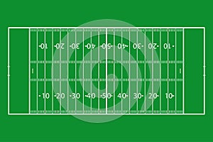American football field. Green grass football court. Template background field for sport strategy and poster. Vector.