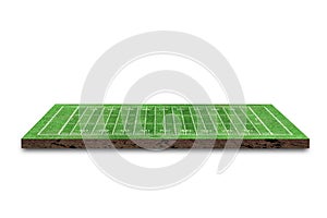 American football field with line pattern on white