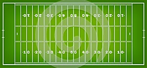 American football field with marking. Football field in top view with white markup