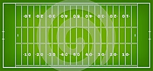 American football field with marking. Football field in top view with white markup photo