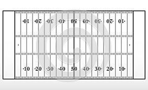 American football field markup. Outline of lines on an American football field. photo