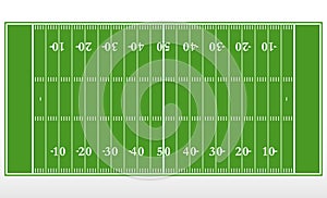 American football field markup. Outline of lines on an American green football field. photo