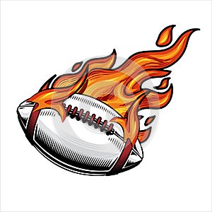 American Football on fire Vector illustration